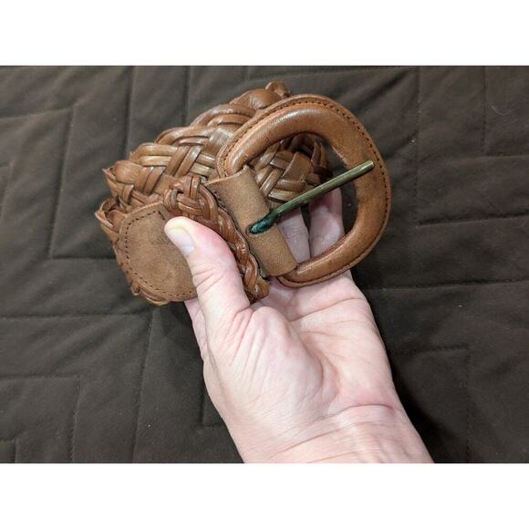 Tan leather braided belt, Charter Club M (32\